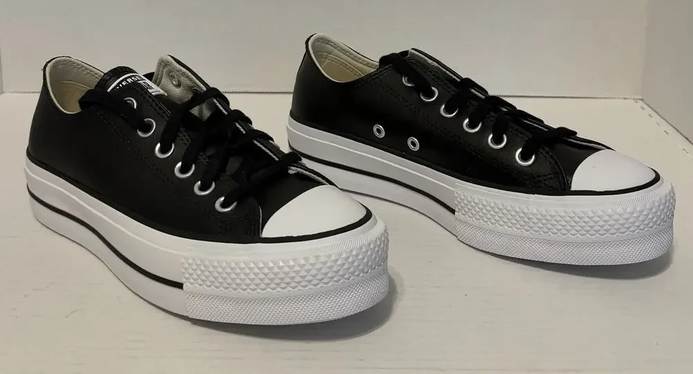 NEW in Box Converse CTAS Lift OX Leather Low Women Size 7 Black White 561681C